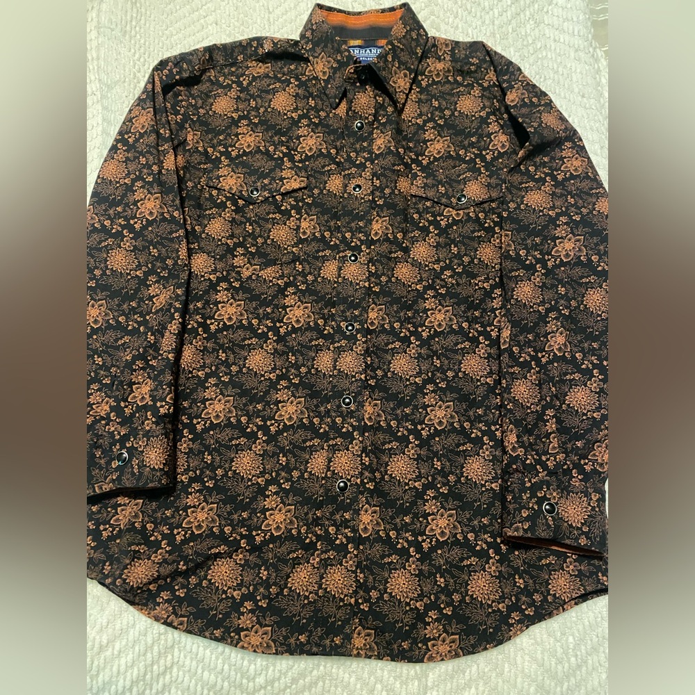 Panhandle Boys Floral Snap Down Shirt Size 14 Like New